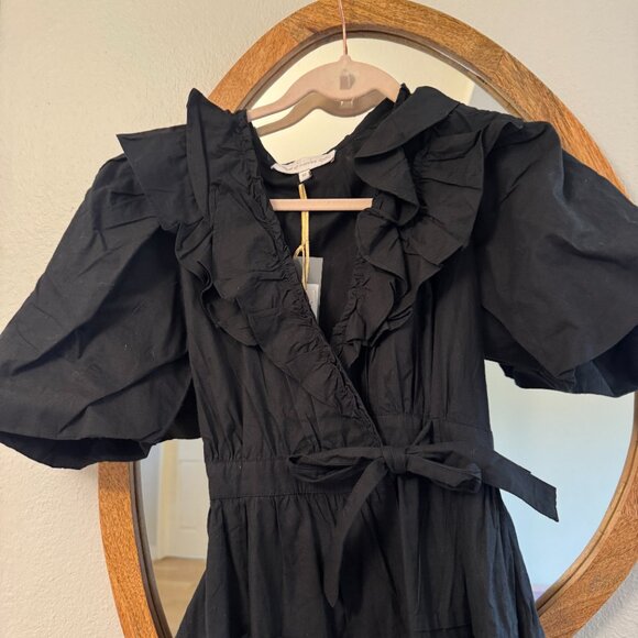 House of Harlow 1960 Black Mini Wrap Dress | Voluminous Sleeves | Size XS - Picture 3 of 5